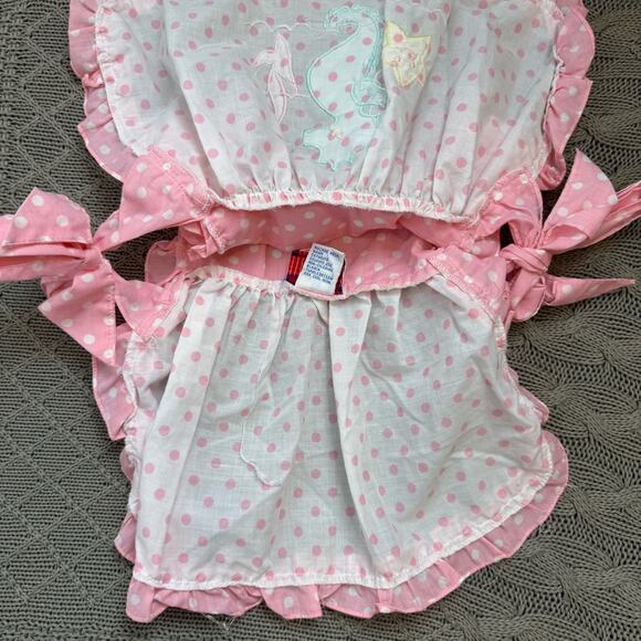 Vintage Broadway Kids Pink Polka Dot Apron Pinnie Tunic Seahorse Design ~9M - Picture 12 of 12